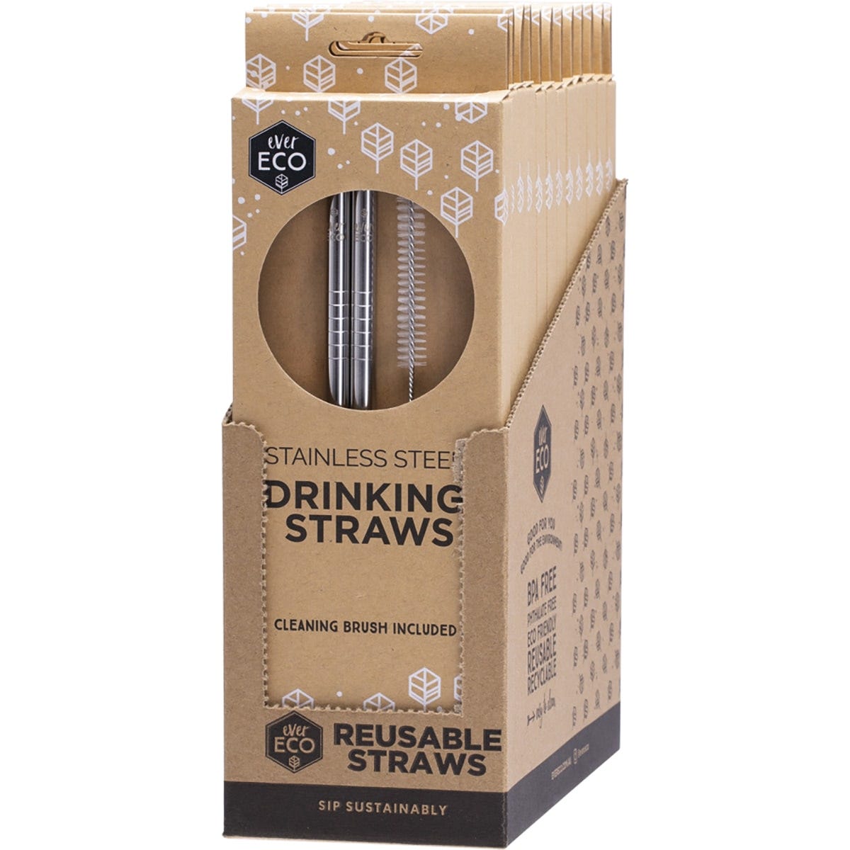 Ever Eco Stainless Steel Straws Straight 2pk