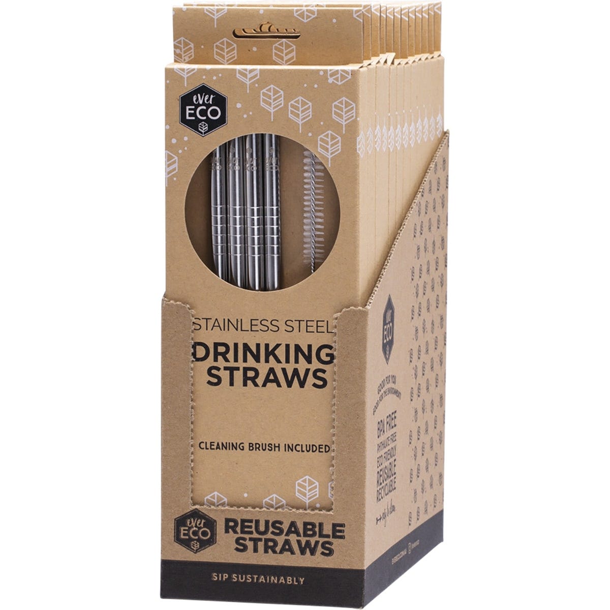 Ever Eco Stainless Steel Straws Straight 4pk