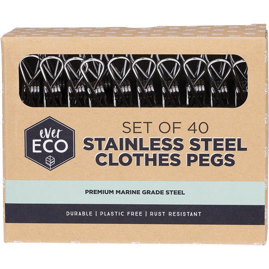 Ever Eco Stainless Steel Clothes Pegs Premium Marine Grade 40pk