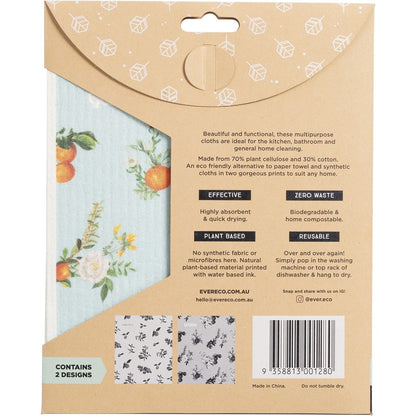 Ever Eco Eco Sponge Cloths Vintage Citrus Collection 2pk