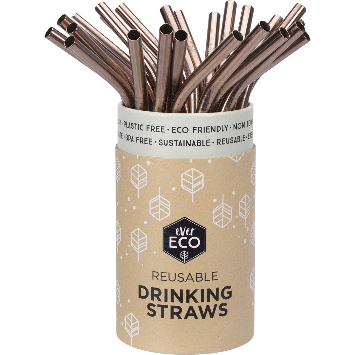 Ever Eco Stainless Steel Straws Bent Rose Gold Counter Display x25