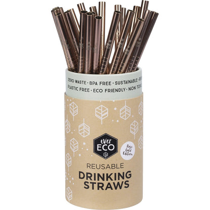 Ever Eco Stainless Steel Straws Straight Rose Gold Counter Display x25