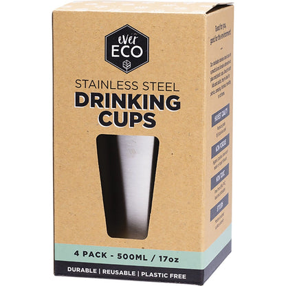 Ever Eco Stainless Steel Drinking Cups 4x500ml