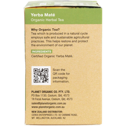 Planet Organic Herbal Tea Bags Yerba Maté 25pk