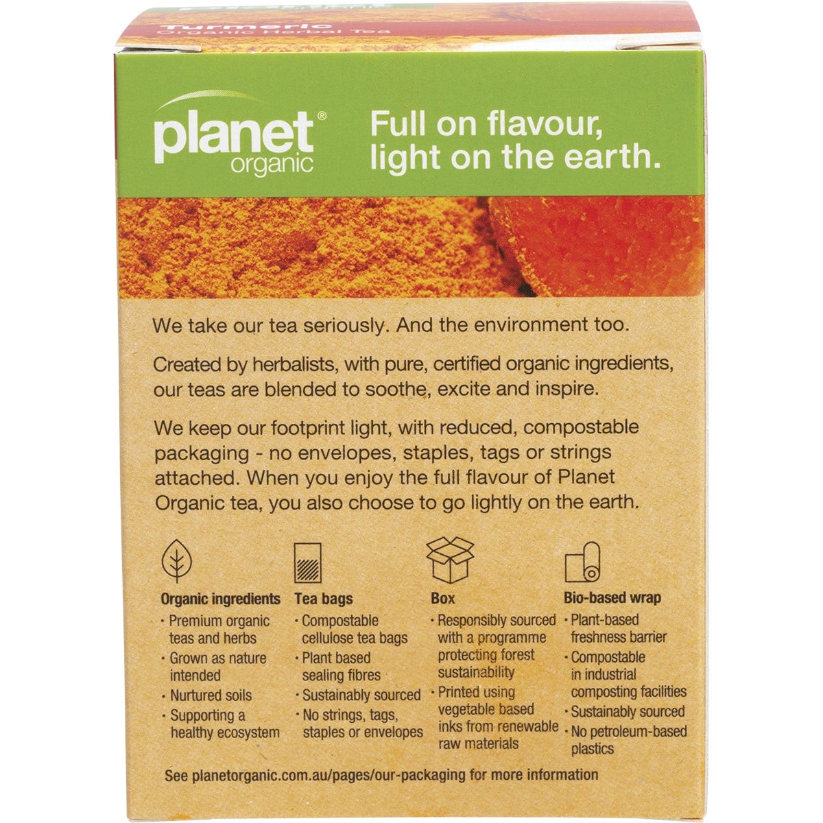 Planet Organic Herbal Tea Bags Turmeric 25pk