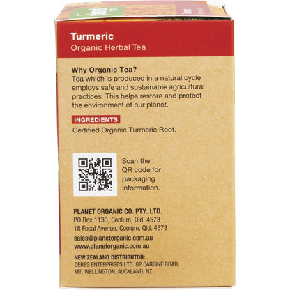 Planet Organic Herbal Tea Bags Turmeric 25pk