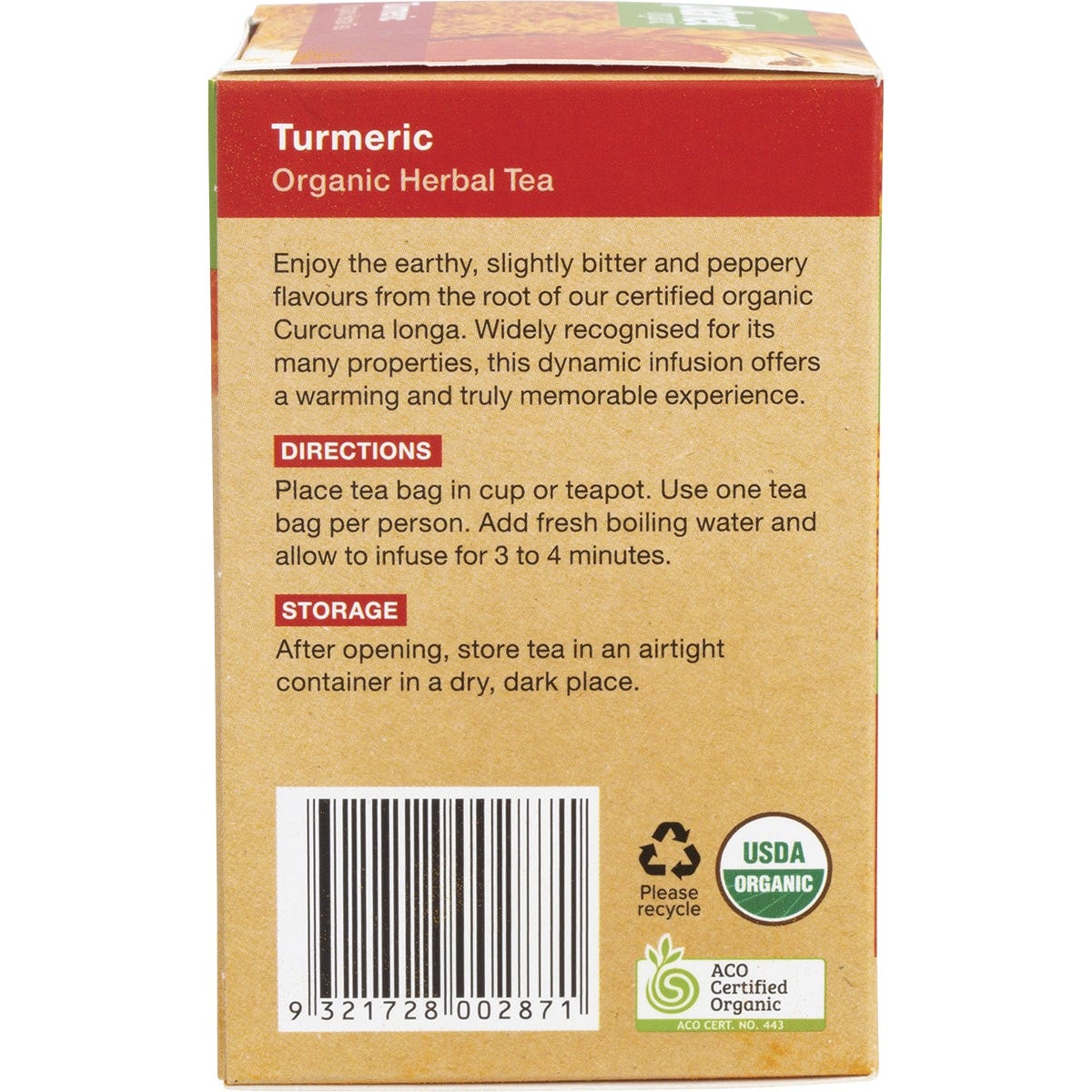 Planet Organic Herbal Tea Bags Turmeric 25pk