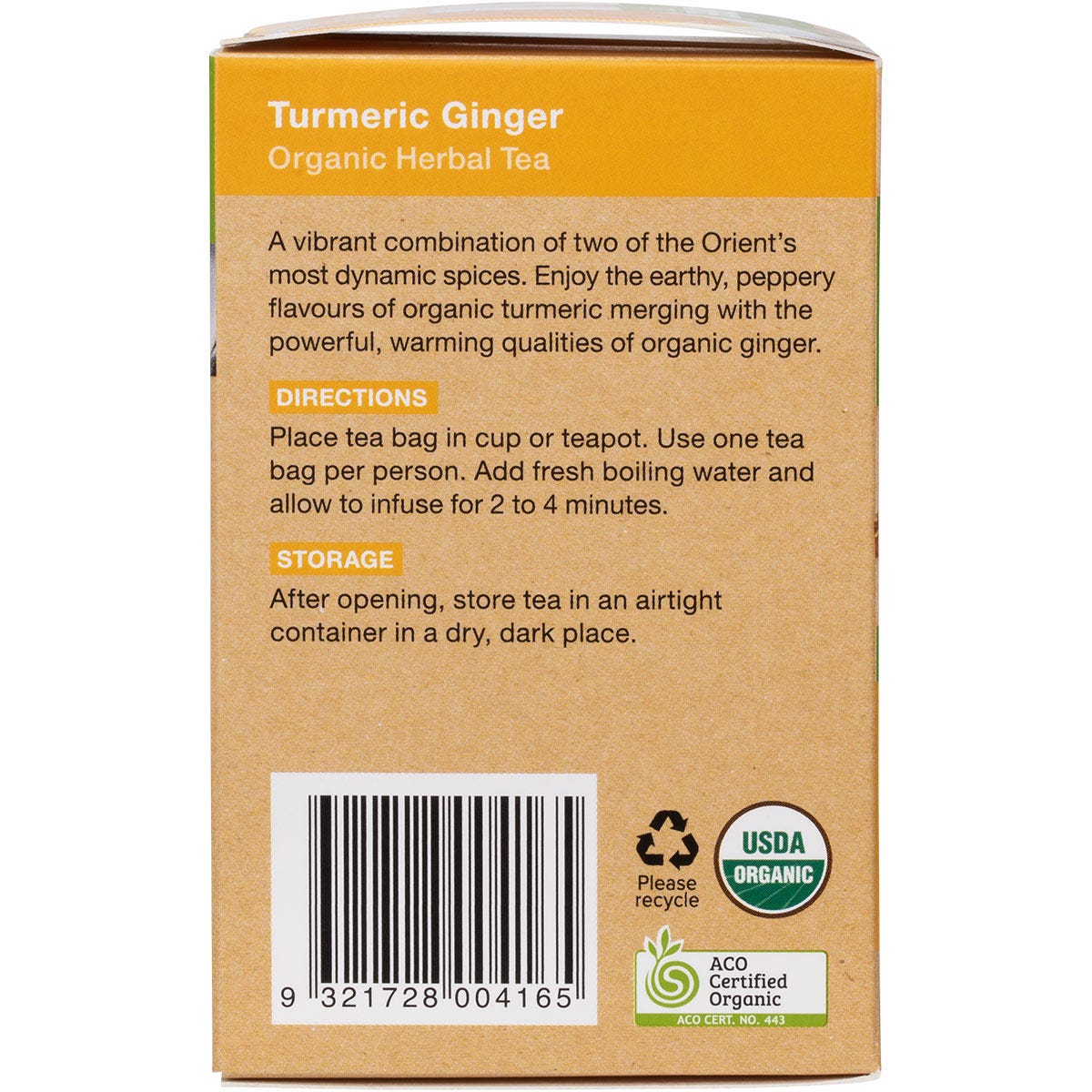 Planet Organic Herbal Tea Bags Turmeric Ginger 25pk