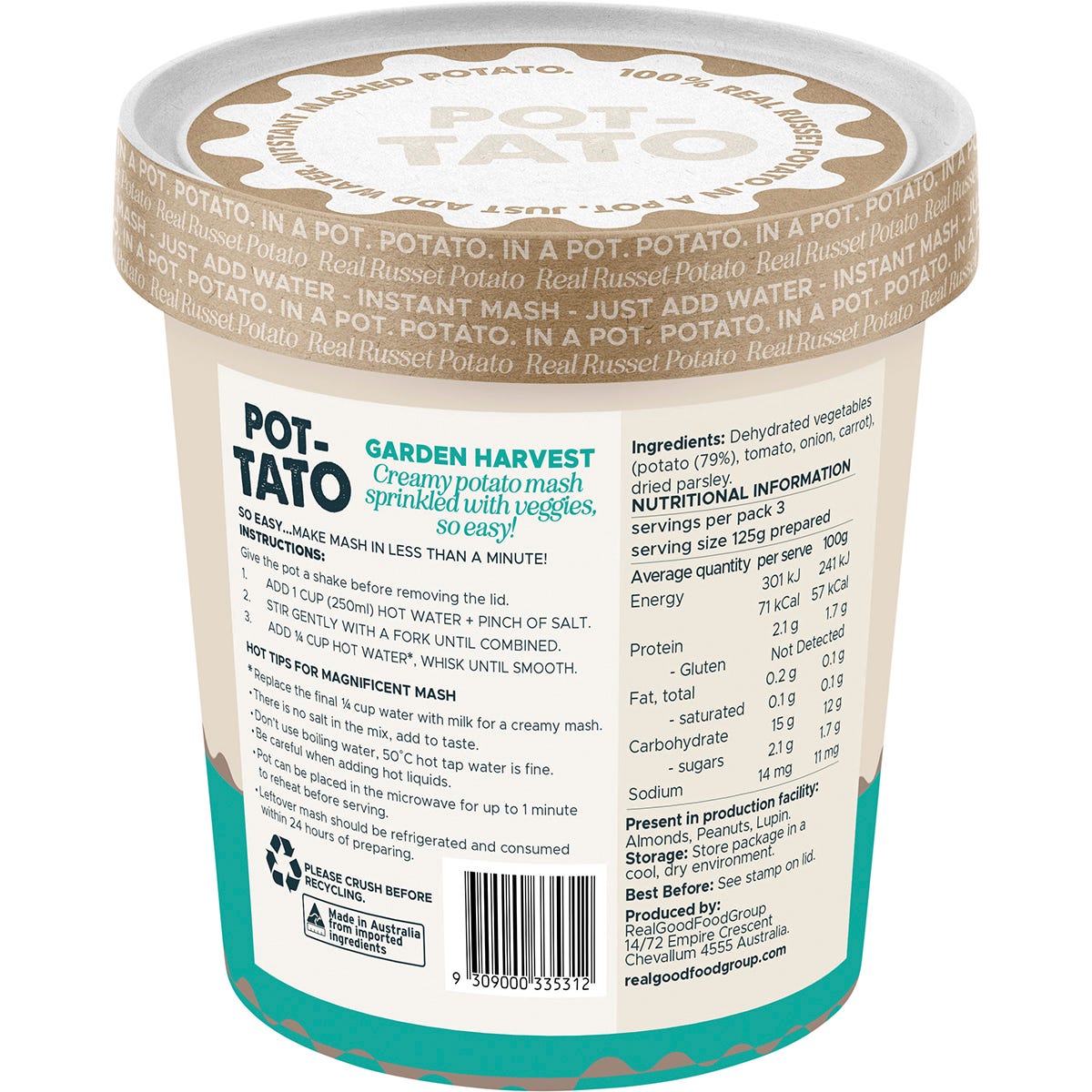 Purely Potato Instant Mashed POT-TATO Garden Harvest 63g