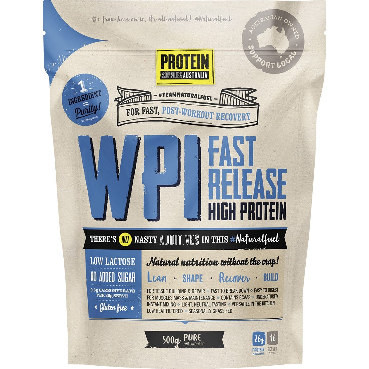 Protein Supplies Australia WPI Whey Protein Isolate Pure 500g