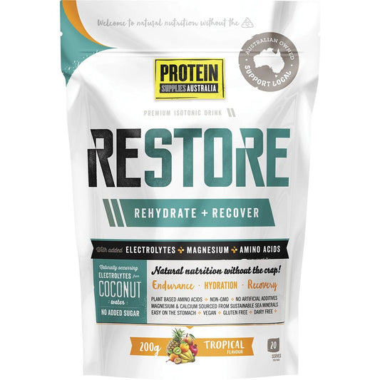 Protein Supplies Australia Restore Hydration Recovery Drink Tropical 200g