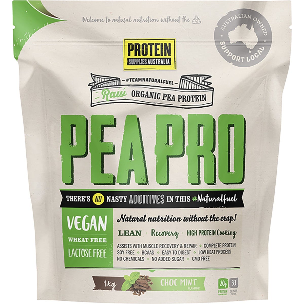 Protein Supplies Australia PeaPro Raw Pea Protein Choc Mint 1kg