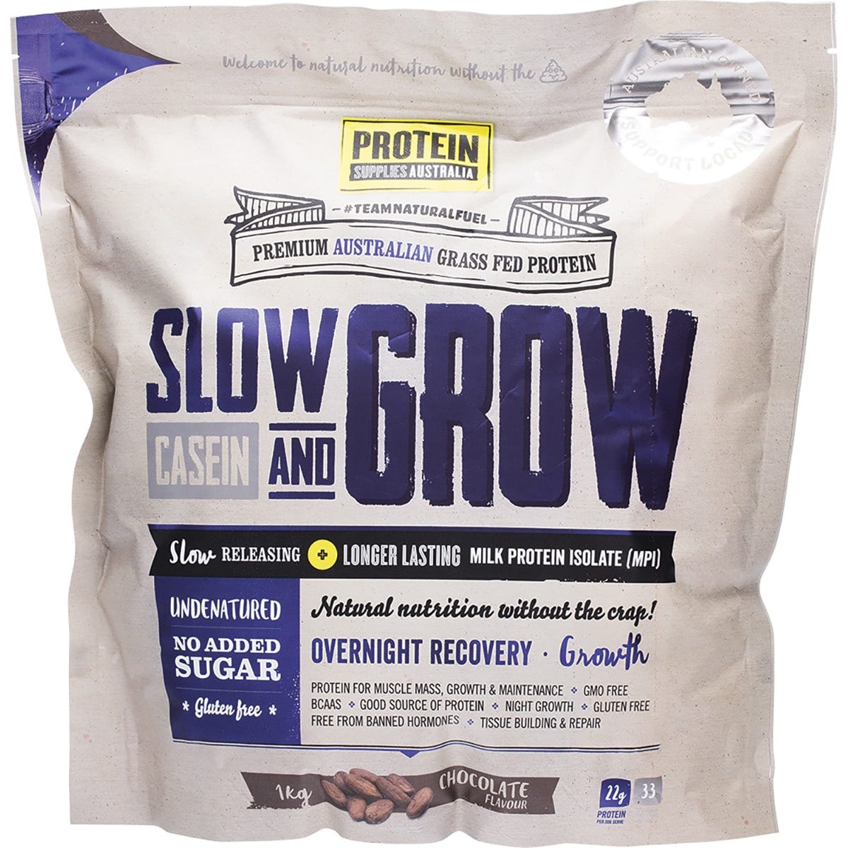 Protein Supplies Australia Slow & Grow Slow Release Chocolate 1kg