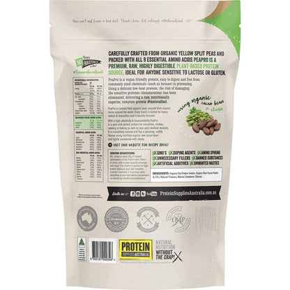 Protein Supplies Australia PeaPro Raw Pea Protein Chocolate 1kg