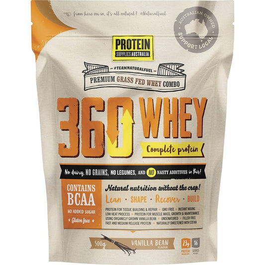 Protein Supplies Australia 360Whey Vanilla Bean WPI+WPC Combo 500g