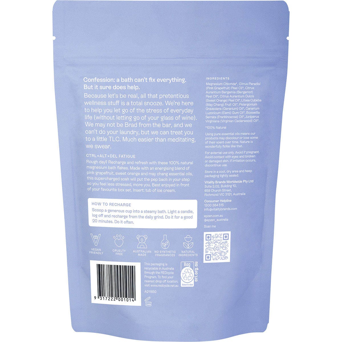 Epzen Magnesium Bath Flakes Recharge Soak 500g