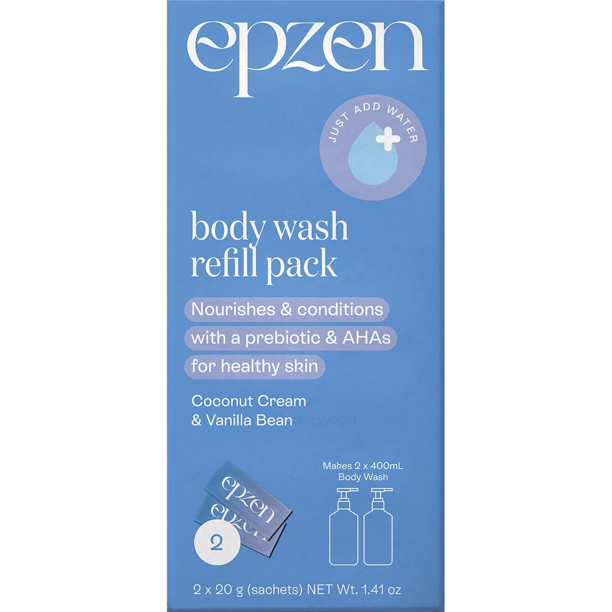 Epzen Body Wash Refill Pack Coconut Cream & Vanilla Bean 2x20g