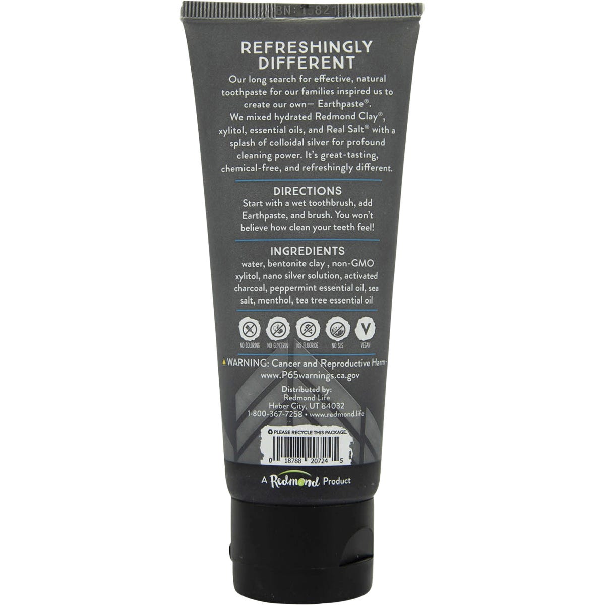 Redmond Earthpaste Toothpaste with Silver Peppermint & Charcoal 113g