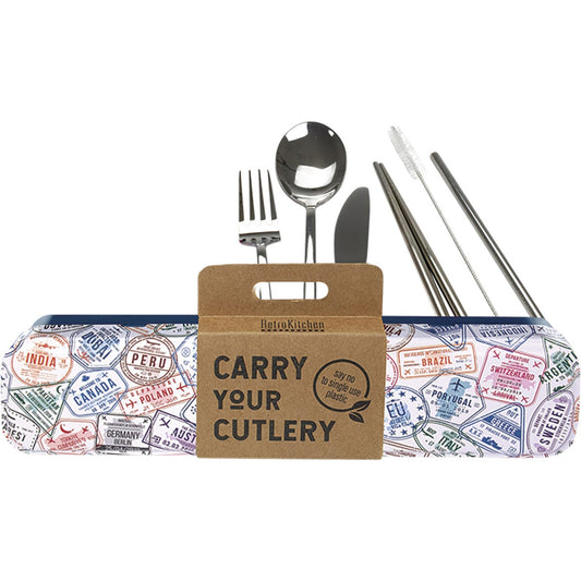 Retrokitchen Passport Stamps Stainless Steel Cutlery Set