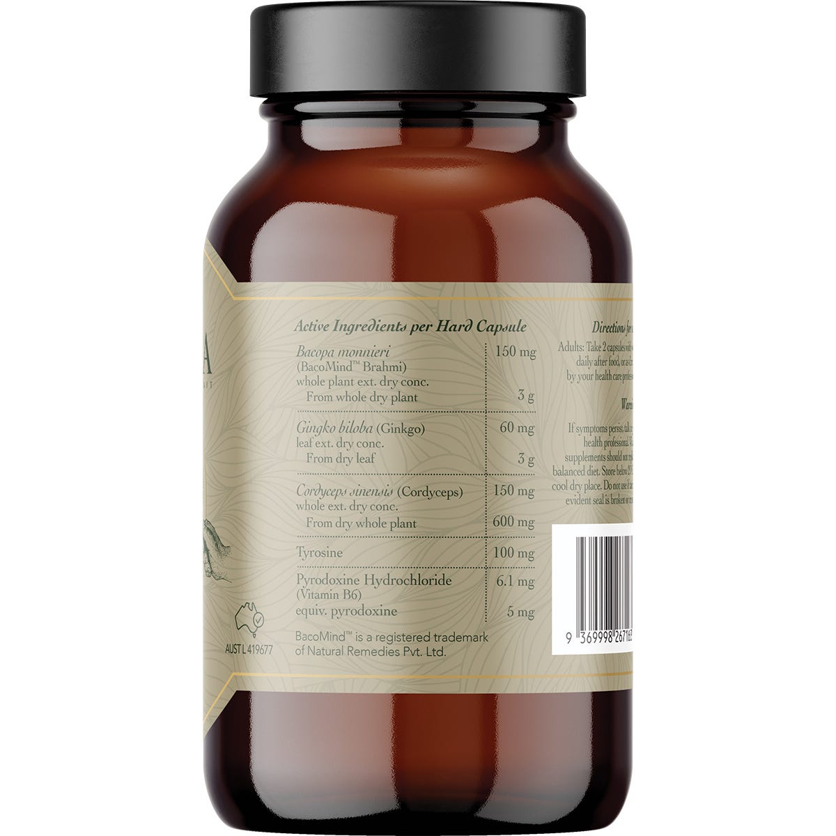 Ritua FOCUS BacoMind Ginko Cordyceps Tyrosine B6 60 Caps