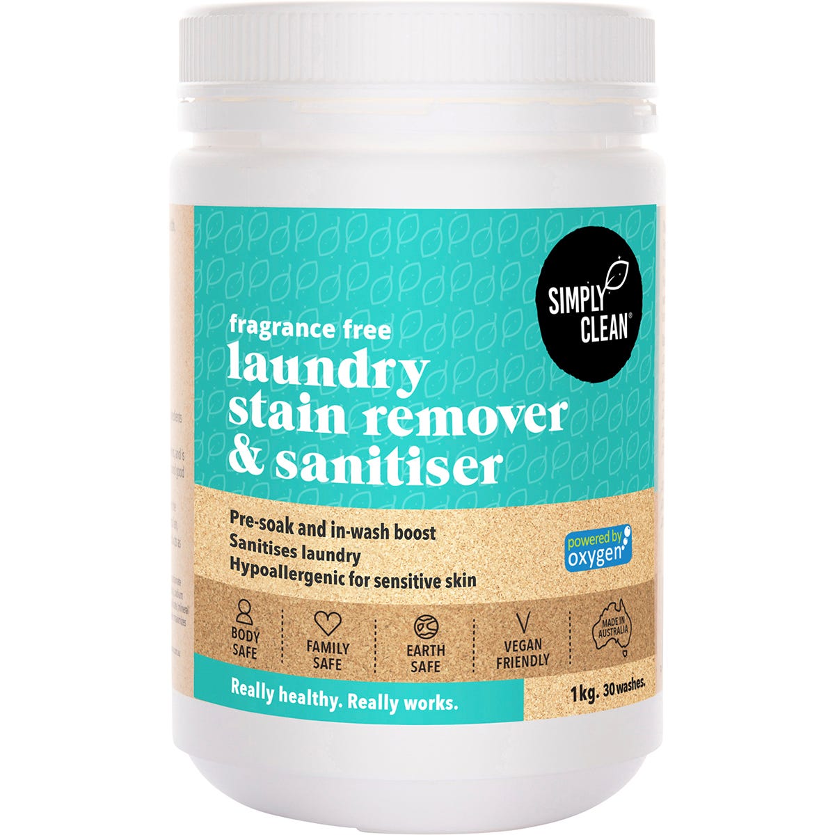 Simply Clean Laundry Stain Remover & Sanitiser Fragrance Free 1kg