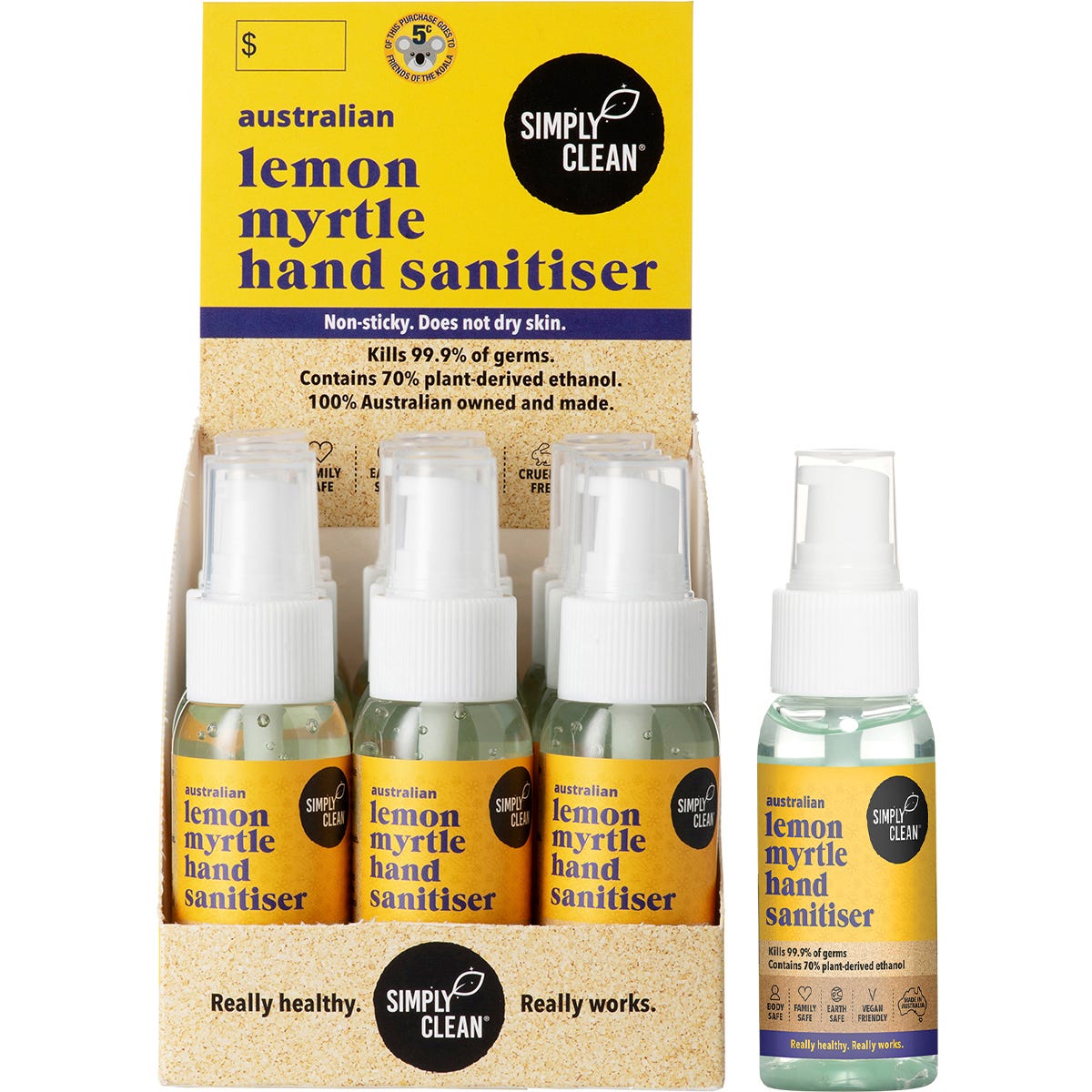 Simply Clean Hand Sanitiser Lemon Myrtle 15x50ml