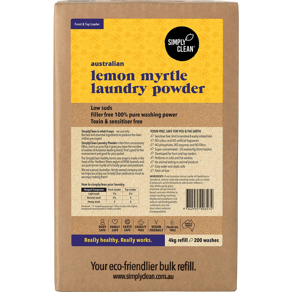 Simply Clean Laundry Powder Lemon Myrtle 4kg