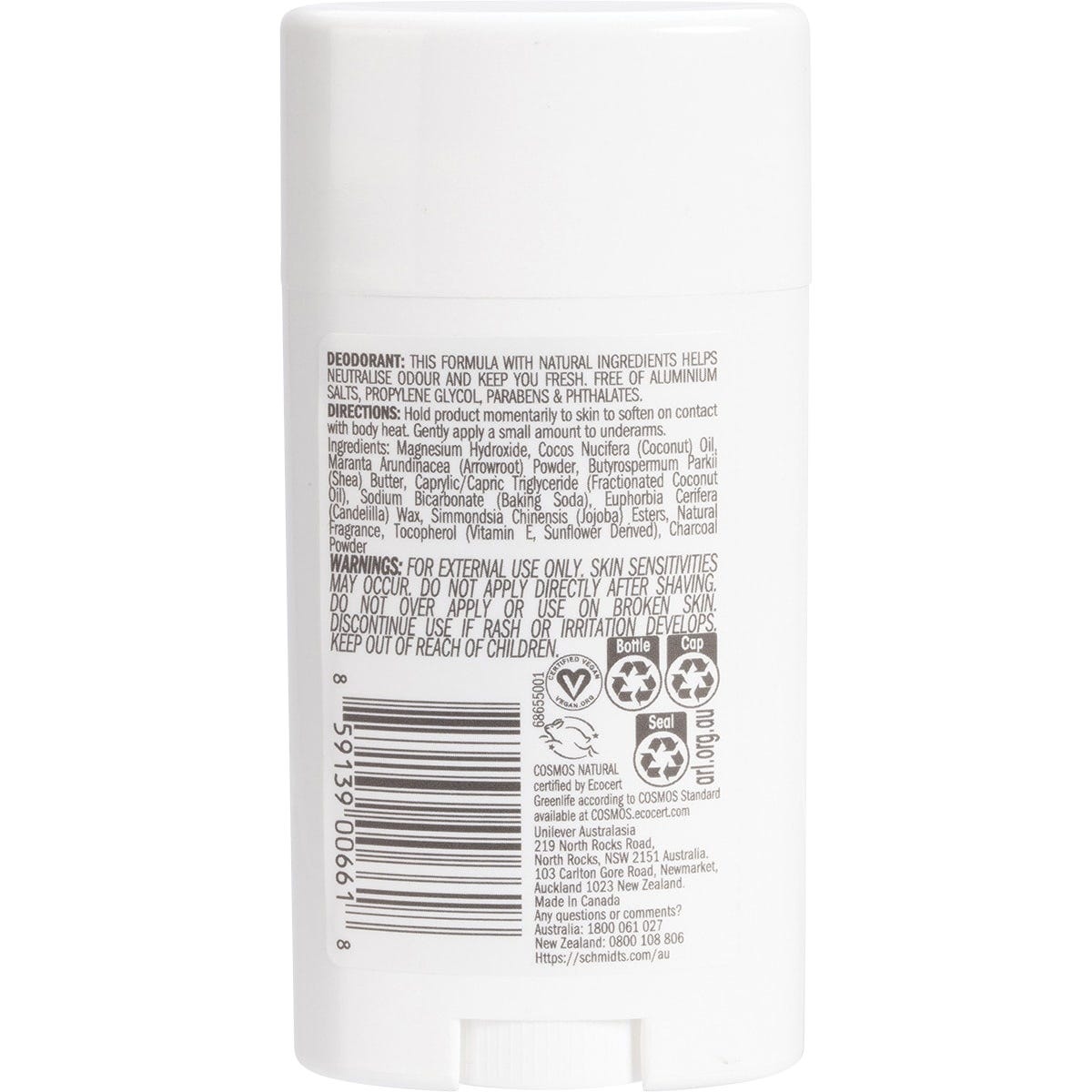 Schmidt's Deodorant Stick Charcoal + Magnesium 75g