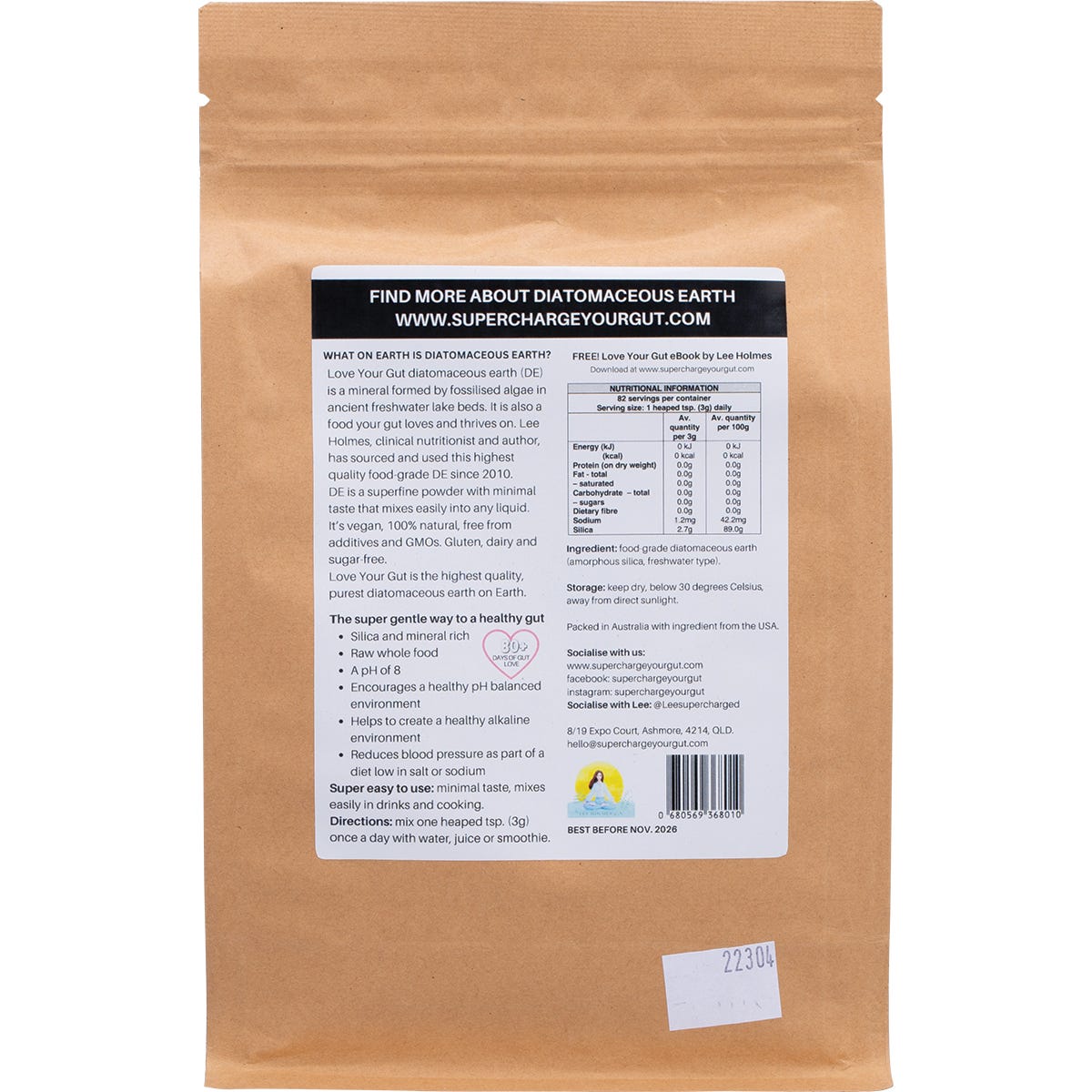 Supercharged Food Love Your Gut Powder Diatomaceous Earth 250g