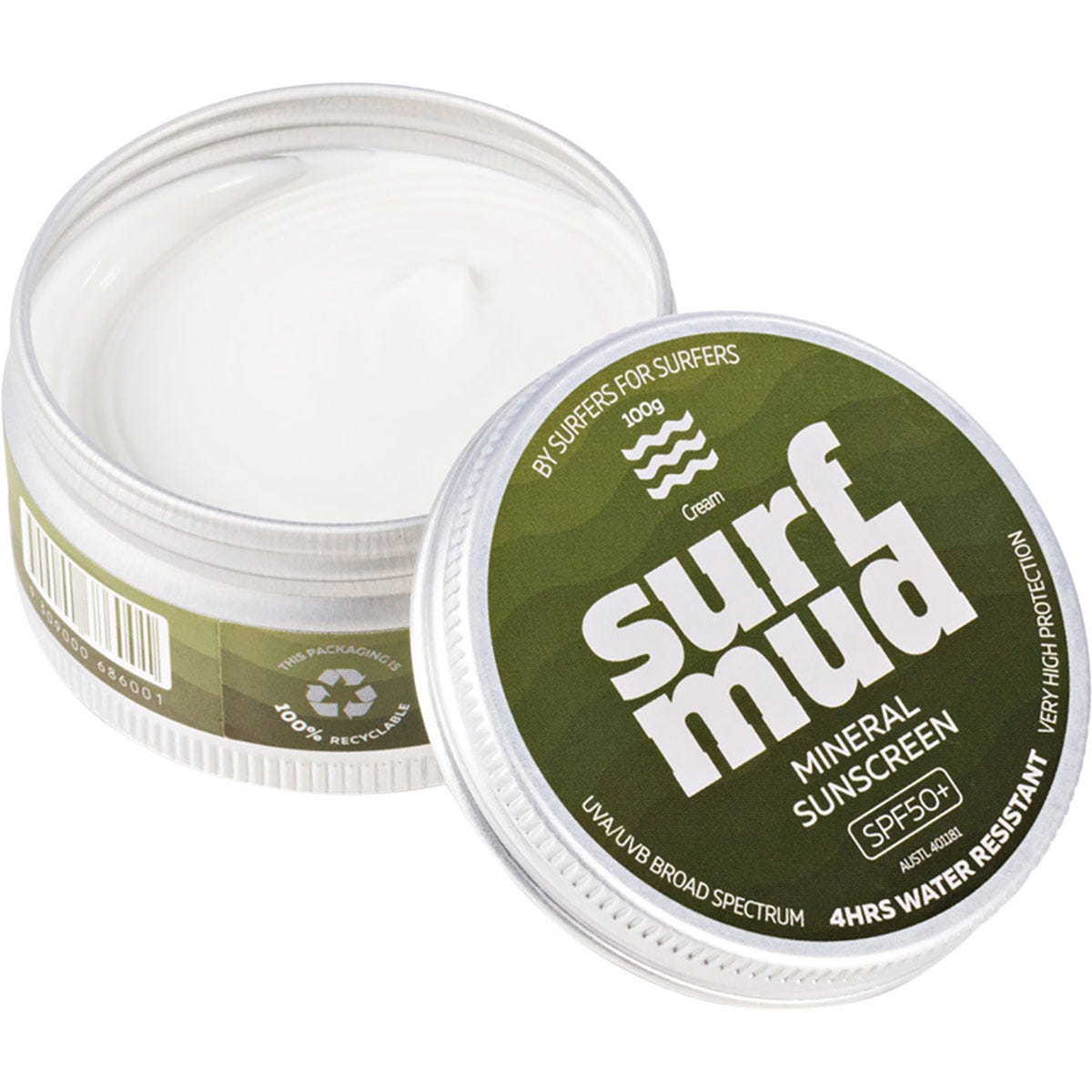 Surfmud Mineral Sunscreen SPF 50+ Tin 100g