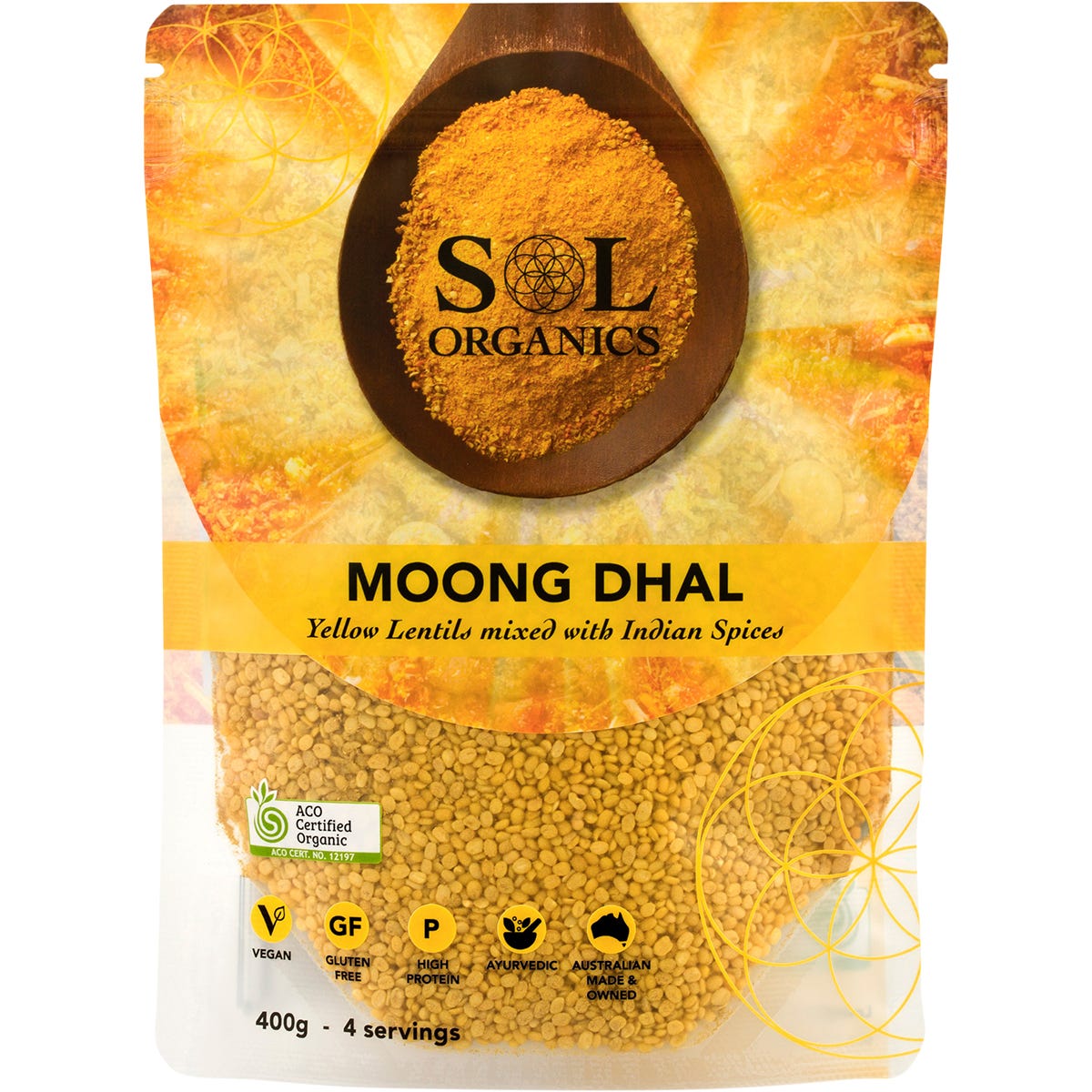 Sol Organics Moong Dhal Yellow Lentil Dhal Mix 400g