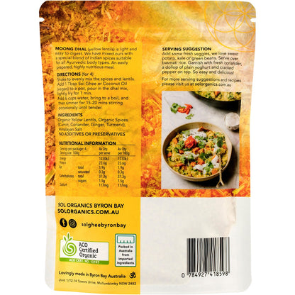 Sol Organics Moong Dhal Yellow Lentil Dhal Mix 400g