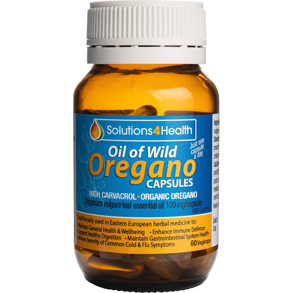 Solutions 4 Health Oil of Wild Oregano VegeCaps 60 Caps