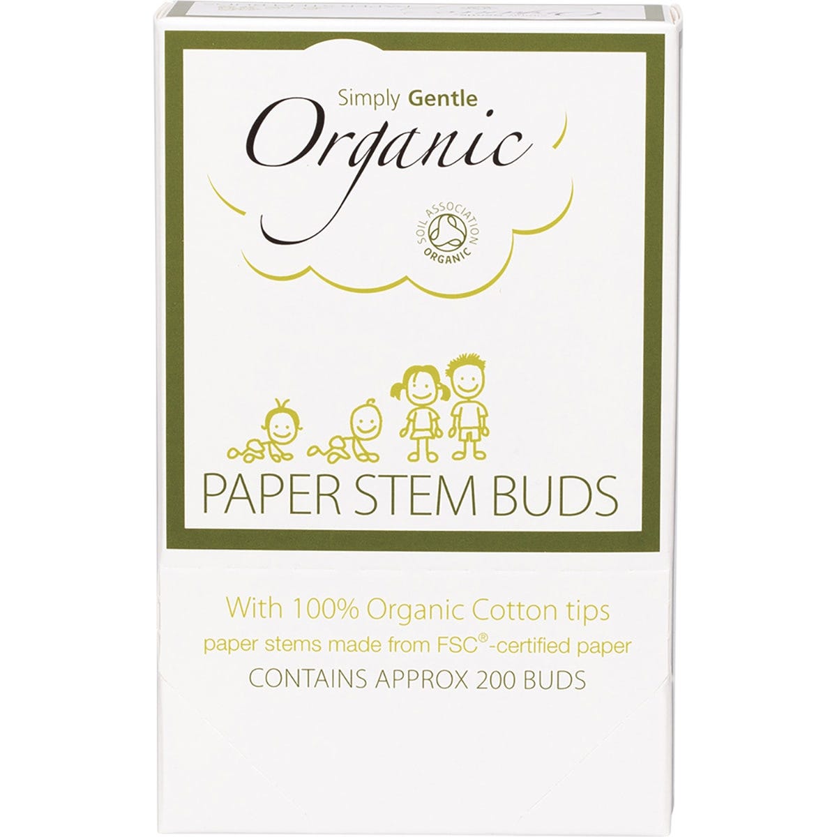 Simply Gentle Organic Paper Stem Buds 100% Organic Cotton Tips 200pk