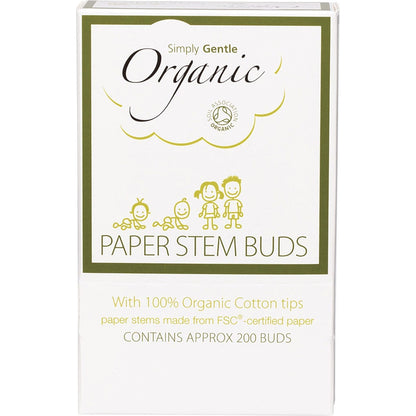 Simply Gentle Organic Paper Stem Buds 100% Organic Cotton Tips 200pk