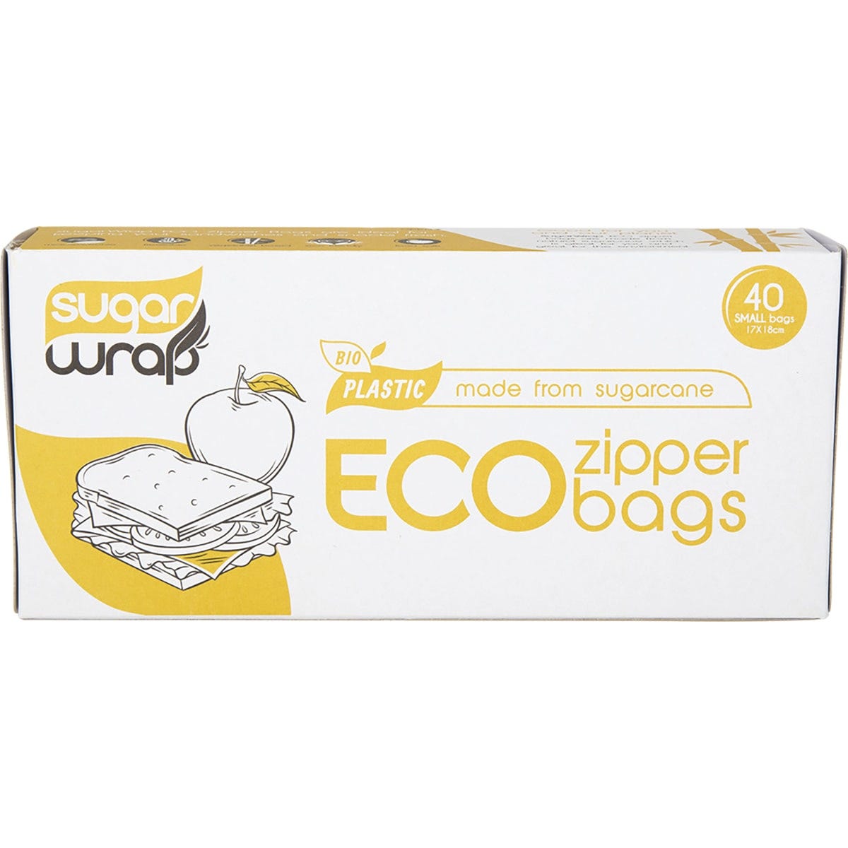 SugarWrap Eco Zipper Bags Made from Sugarcane Small 40pk