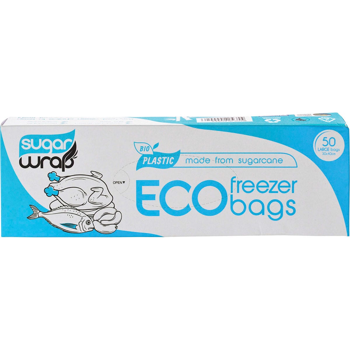 SugarWrap Eco Freezer Bags Made from Sugarcane Large 50pk