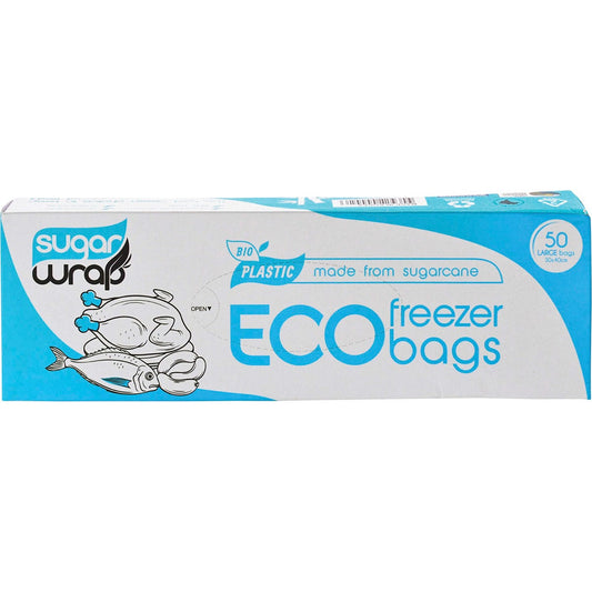 SugarWrap Eco Freezer Bags Made from Sugarcane Large 50pk