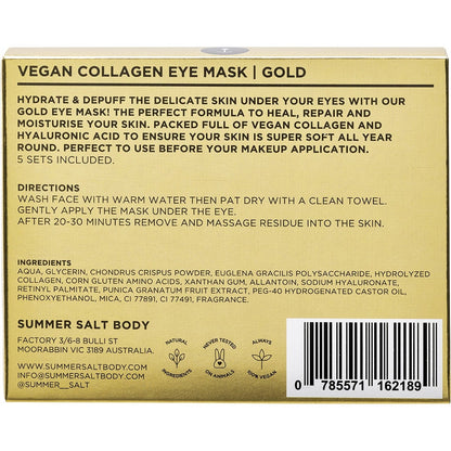 Summer Salt Body Vegan Collagen Eye Mask Sets Gold 5pk