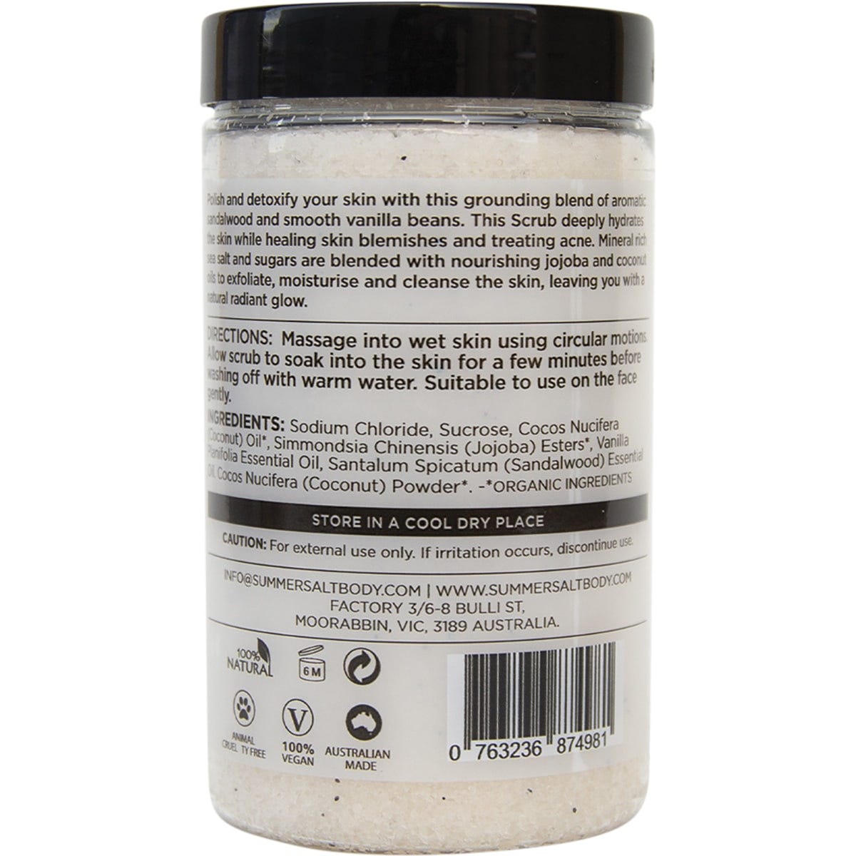 Summer Salt Body Salt Scrub Sandalwood & Vanilla Bean 350g