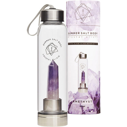 Summer Salt Body Crystal Elixir Glass Water Bottle Amethyst 550ml