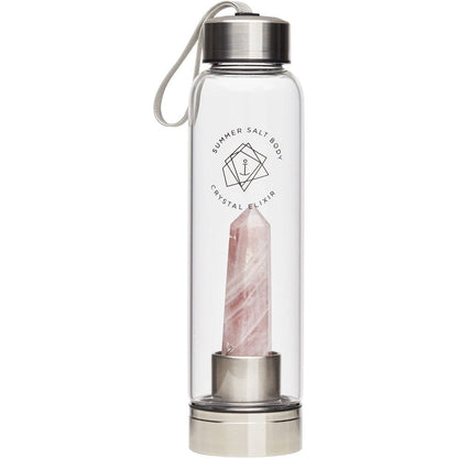 Summer Salt Body Crystal Elixir Glass Water Bottle Rose Quartz 550ml