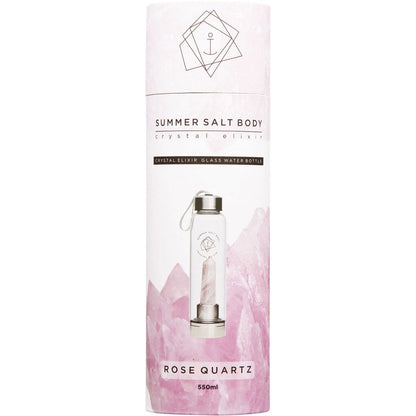 Summer Salt Body Crystal Elixir Glass Water Bottle Rose Quartz 550ml