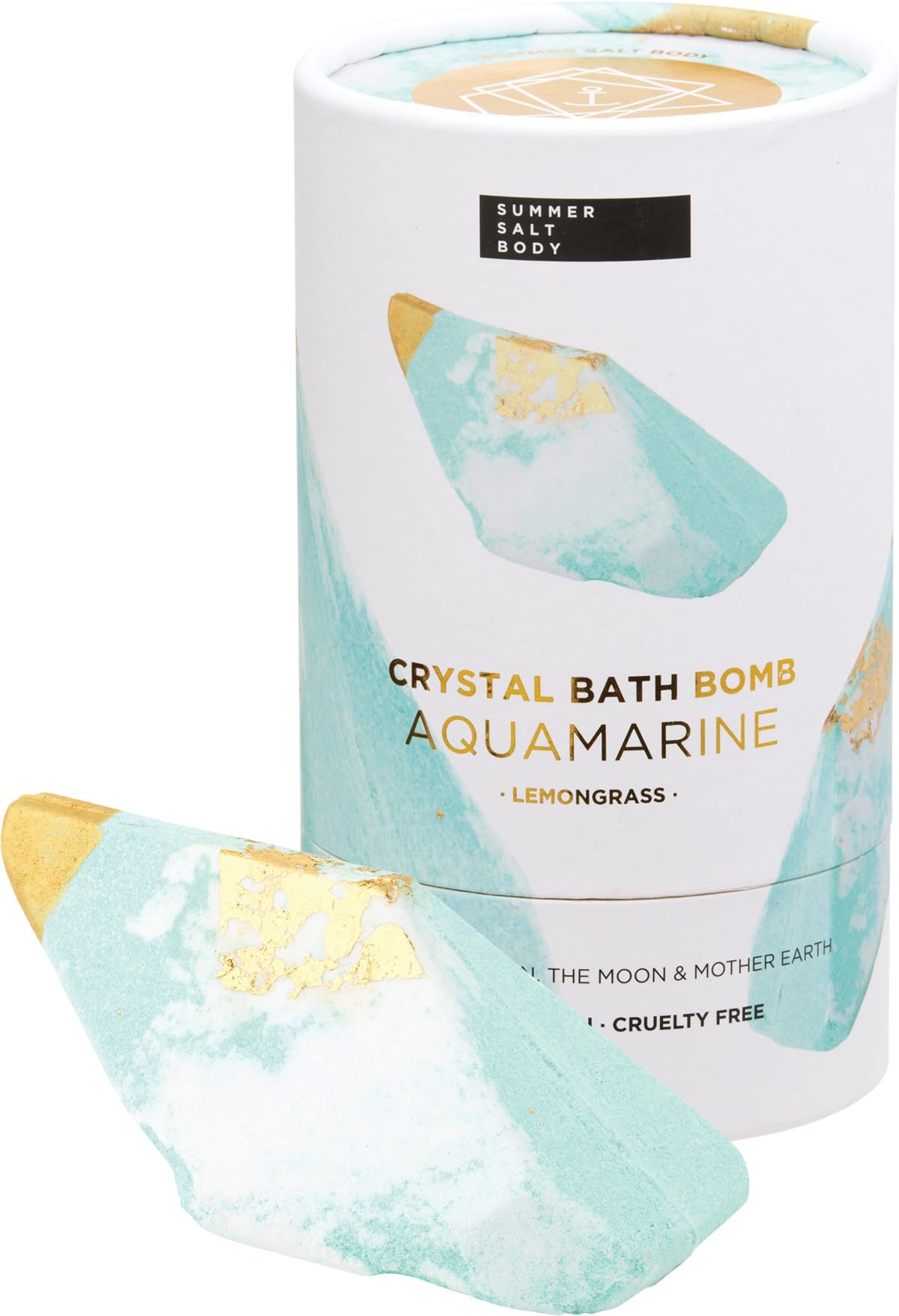 Summer Salt Body Crystal Bath Bomb Aquamarine Lemongrass 110g