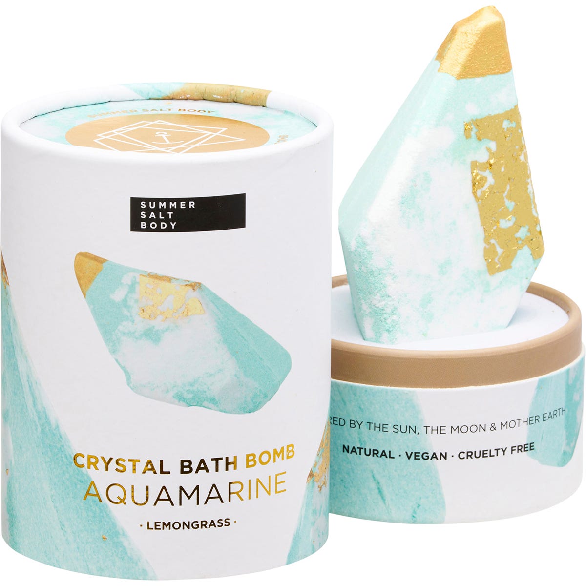 Summer Salt Body Crystal Bath Bomb Aquamarine Lemongrass 110g