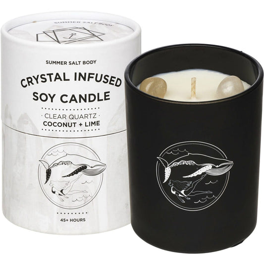 Summer Salt Body Crystal Infused Soy Candle Clear Quartz Coconut Lime