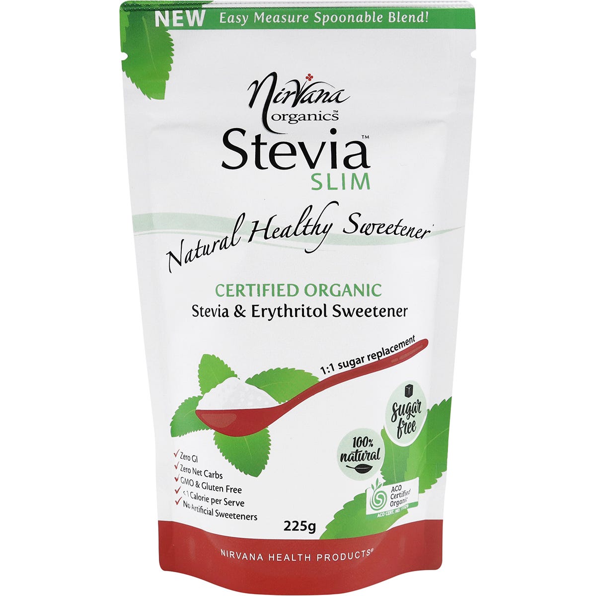 Nirvana Organics Stevia & Erythritol Sweetener Stevia Slim Spoonable 225g