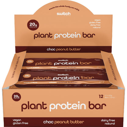 Switch Nutrition Plant Protein Bar Choc Peanut Butter 12x60g