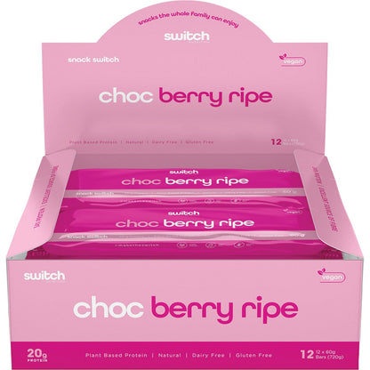 Switch Nutrition Protein Bar Plant Based Choc Berry Ripe 12x60g