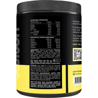 Switch Nutrition Hydrate+ Electrolytes & Carbohydrate Lemon Lime 600g